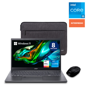 Bundle Laptop Acer Aspire 5 Intel Core i5 15.6 pulg. 512gb SSD 8gb RAM más Mouse y Funda