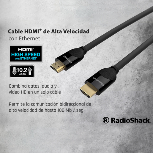 Cable HDMI con Ethernet RadioShack 4K UHD 6 m