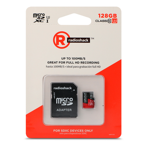 Tarjeta Micro SD XC RadioShack Clase 10 128 gb