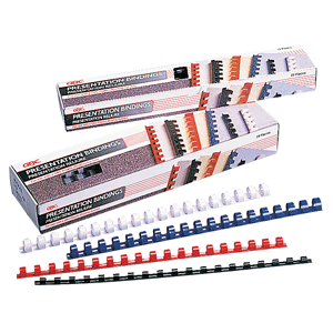 CAJA CON ARILLOS PLASTICOS GBC (25 PZA., NEGRO)