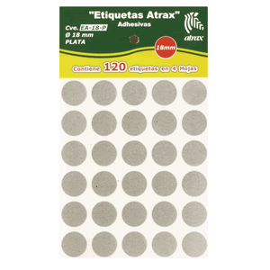 ETIQUETAS CIRCULARES ATRAX (PLATA  120 PZS.) ETIQUETAS CIRCULARES ATRAX (PLATA  120 PZS.)