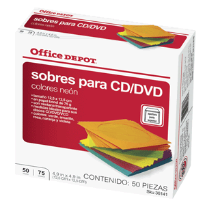 Sobres para CD y DVD Office Depot Colores 50 piezas