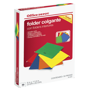 FOLDERS COLGANTES CARTA OFFICE DEPOT CON 25 PIEZAS