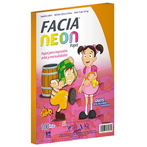 PAPEL DE COLOR FACIA NEON (NARANJA, 100 HOJAS)