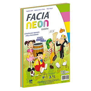CARTULINA DE COLOR FACIA NEON (100 HOJAS, CARTA)