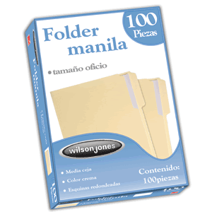 FOLDER OFICIO WILSON JONES MANILA CON 100 PIEZAS
