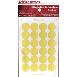 ETIQUETAS CIRCULARES OFFICE DEPOT (AMARILLO,480 P) ETIQUETAS CIRCULARES OFFICE DEPOT (AMARILLO,480 P)