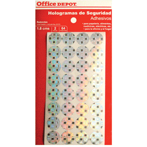 Etiquetas Adhesivas de Seguridad Circulares Office Depot / 1.8 cm / Holograma / 64 etiquetas