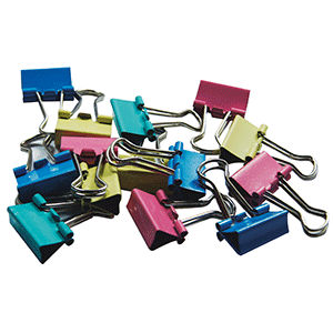 SUJETA DOCUMENTOS 19MM COLORES SURTIDOS CAJA 12PZ
