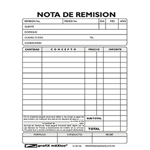 NOTA DE REMISION GRAFIX DUP 1/4 CARTA 4/20JGS  Formas 