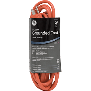 EXTENSION GE GROUNDED CORD (NARANJA, 9 FT.)
