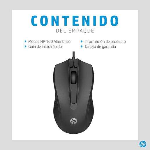 Mouse Alámbrico Hp 100 / USB / Negro / PC / Laptop 