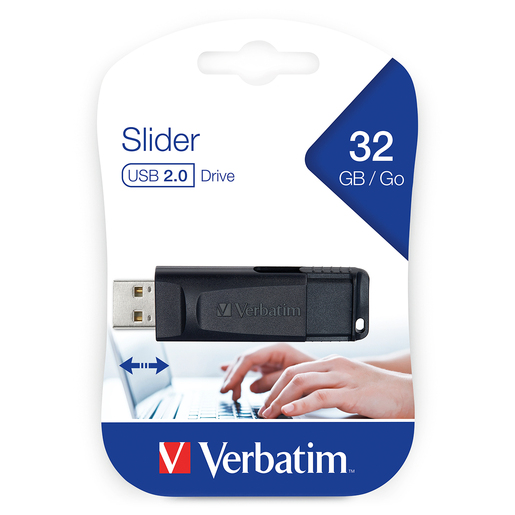 Memoria USB Verbatim Slider / 32gb / USB 2.0 / Negro