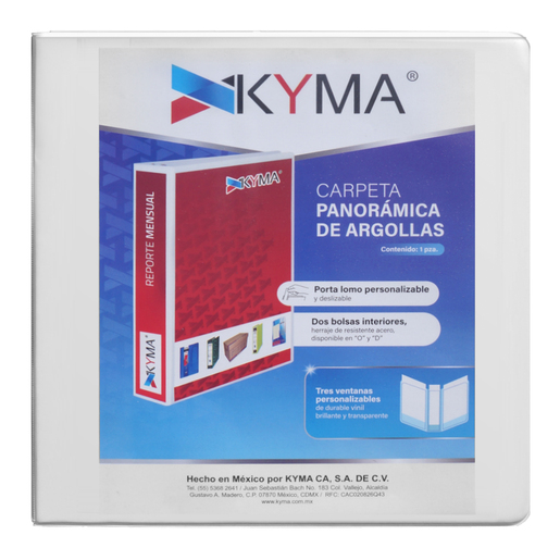 Carpeta Blanca Argolla D Kyma Brillante / Carta / 4 pulgadas / Panorámica