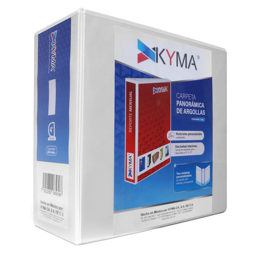 Carpeta Blanca Argolla D Kyma Brillante / Carta / 4 pulgadas / Panorámica