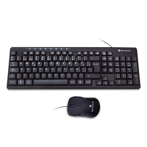 Teclado y Mouse Alámbrico TechZone TZ19 / USB / Windows / Mac OS / Estándar / Negro