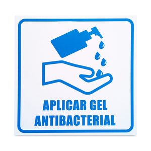 Letrero Aplicar Gel Antibacterial para Pared Mercería La Principal / 30 x 30 cm