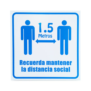 Letrero Recuerda Tener Distancia Social para Pared Mercería La Principal / 30 x 30 cm