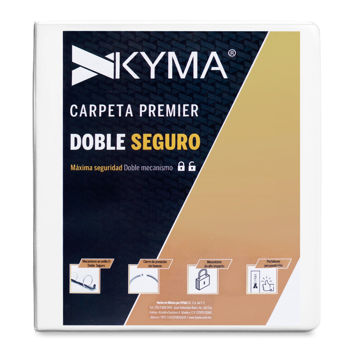 Carpeta Carta Premium con Arillo en O de 3 pulg. Kyma Blanco