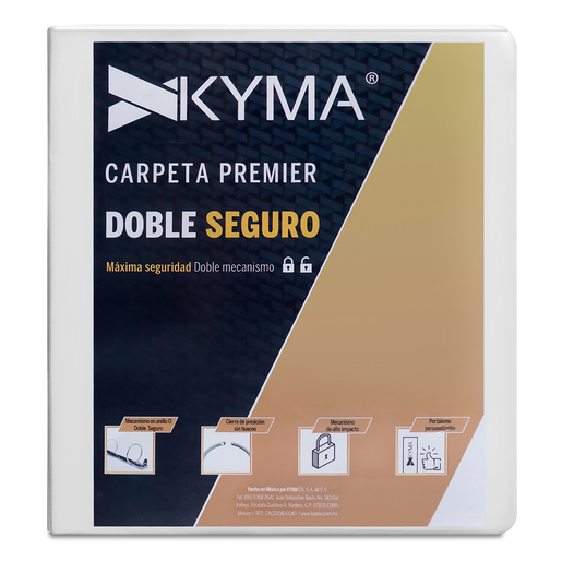 Carpeta Blanca Argolla D Kyma Premier Doble Seguro / Carta / 2 pulgadas / Panorámica