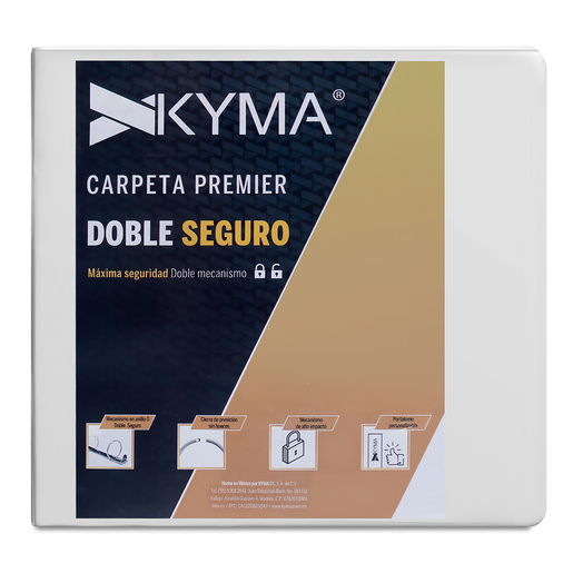 Carpeta Blanca Argolla D Kyma 2-Lock Brillante / Carta / 5 pulgadas / Panorámica