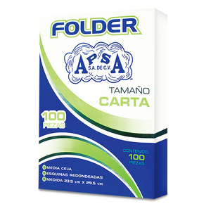Folders Carta con Media Ceja APSA / Verde / 100 piezas