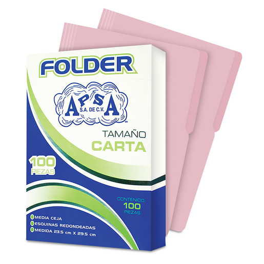 Folders Carta con Media Ceja APSA / Rosa / 100 piezas