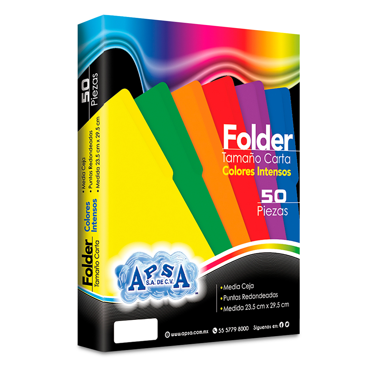 Folders Carta con Media Ceja APSA / Naranja / 50 piezas