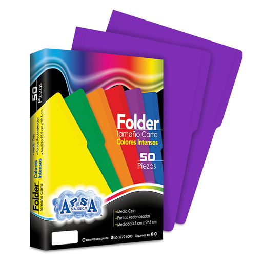 Folders Carta con Media Ceja APSA / Morado / 50 piezas