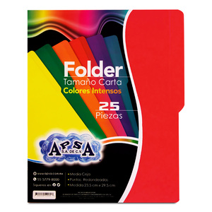 Folders Carta con Media Ceja APSA / Rojo / 25 piezas