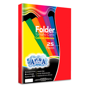 Folders Carta con Media Ceja APSA / Colores surtidos / 25 piezas