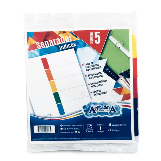 Juego de Separadores e Índice Apsa 6 piezas