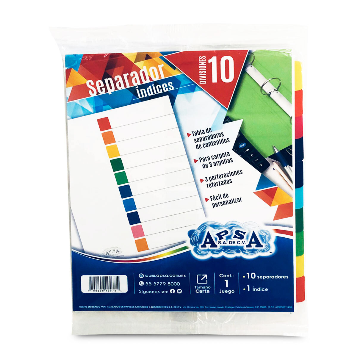 Juego de Separadores e Índice Apsa 11 piezas