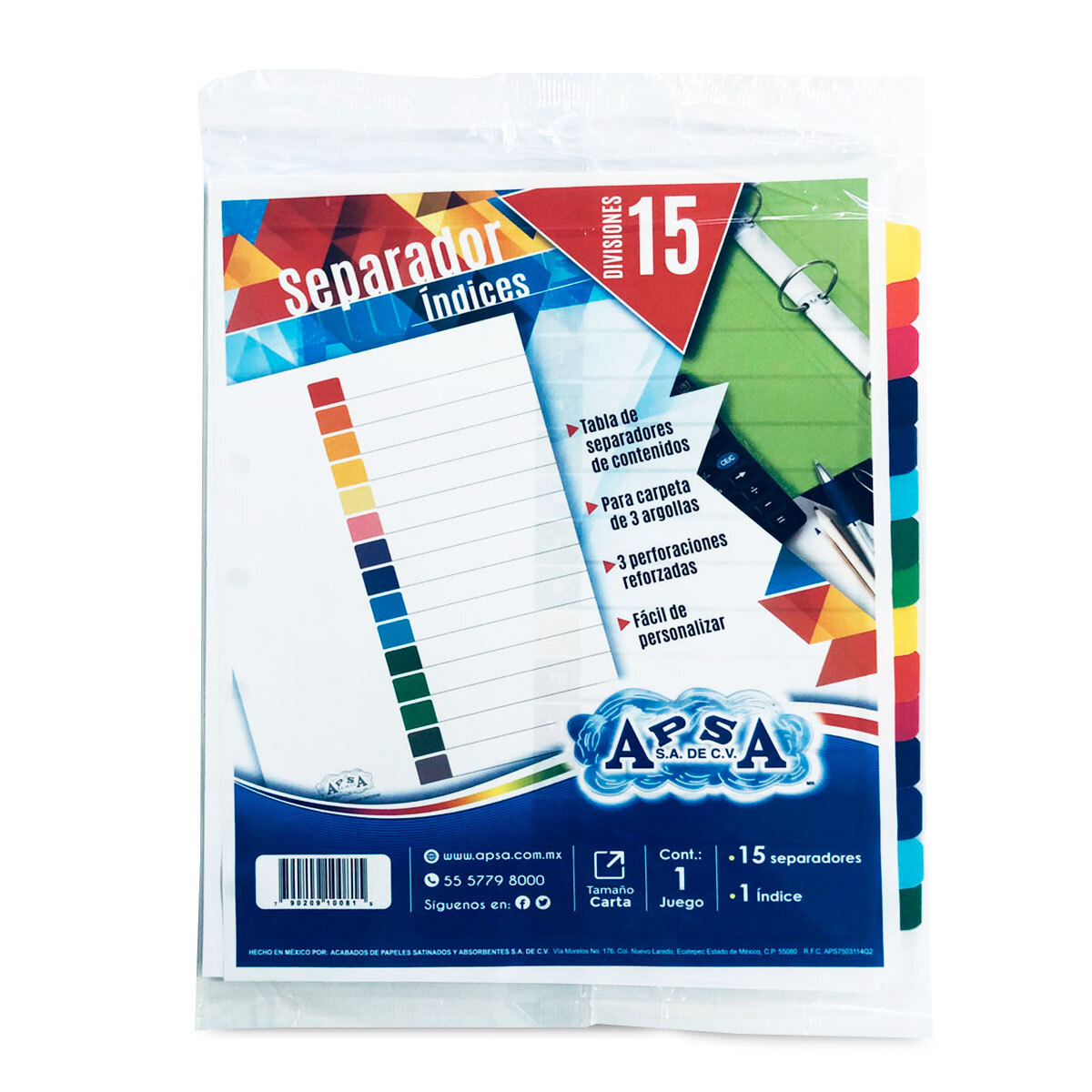 Juego de Separadores e Índice Apsa 16 piezas