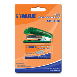 Engrapadora Mini con Grapas Mae MEK-10 / Verde 