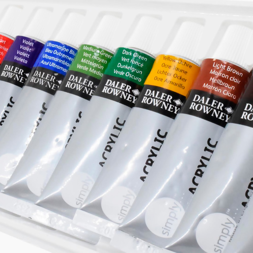 Daler Rowney Simply Aquarell Dose Set 10 X Pfannen & Bürste Daler Rowney Simply Aquarell Dose Set 10 X Pfannen & Bürste