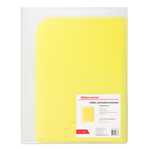 Folder Carta de Plástico Office Depot / 8 Divisiones / Amarillo