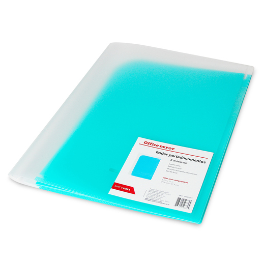 Folder Carta de Plástico Office Depot / 8 Divisiones / Azul