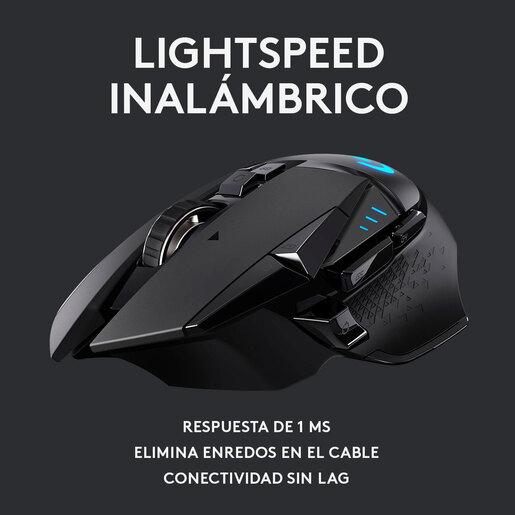 Mouse Gamer Óptico Logitech G502 / RGB Lightsync / Inalámbrico / Lightspeed USB / 25600dpi / Negro