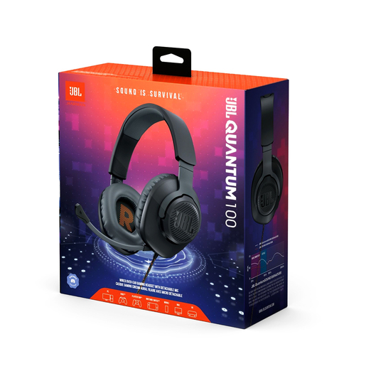Audífonos Gamer JBL Quantum 100 / 3.5 mm / Laptop / PC / Mac / Smartphone / Tablet / PS4 / Xbox One / Negro