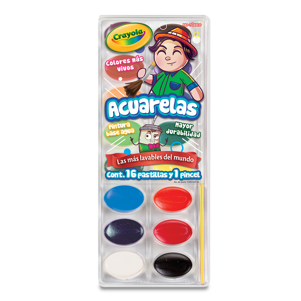 Juego de Acuarelas Escolares Lavables Crayola 530516 16 colores 1 pieza más  pincel