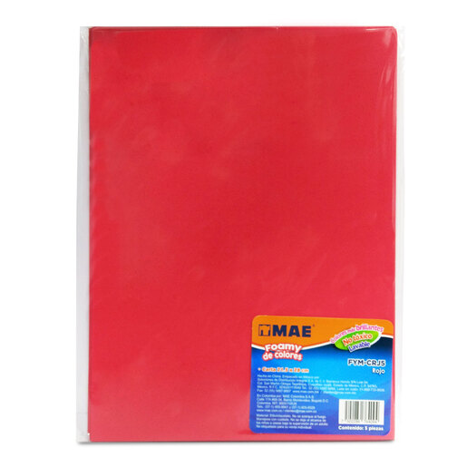 Foamy Carta Lavable MAE / Rojo / 5 piezas