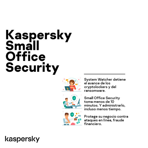 Antivirus Kaspersky Small Office Security Descargable / Licencia 1 año / 7 PC / 7 dispositivos móviles / 1 servidor de archivos
