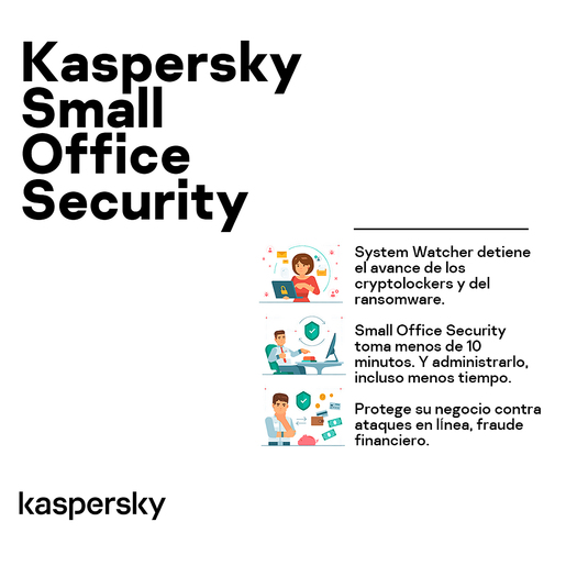 Antivirus Kaspersky Small Office Security Descargable / Licencia 2 años / 25 PC / 25 dispositivos móviles / 3 servidores de archivos