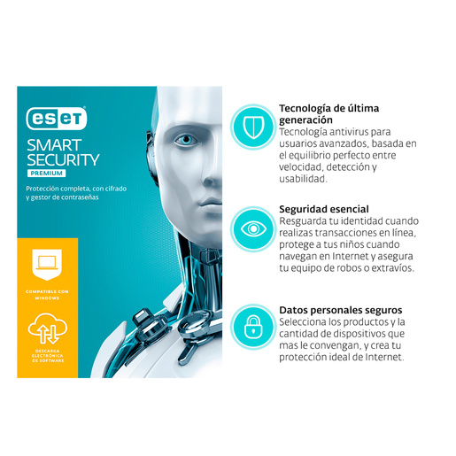 Antivirus ESET Smart Security Premium Descargable / Licencia 1 año / 8 dispositivos / PC / Laptop