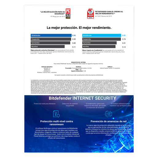Antivirus Bitdefender Internet Security Licencia 3 años 1 usuario PC/Laptop Descargable