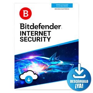Antivirus Bitdefender Internet Security Descargable / Licencia 3 años / 5 usuarios / PC / Laptop