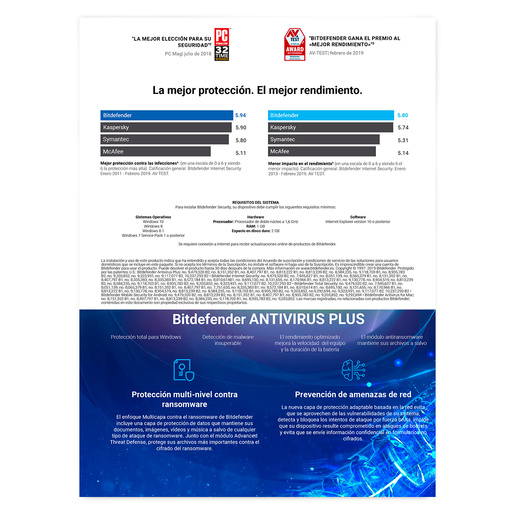 Antivirus Bitdefender Plus Descargable / Licencia 1 año / 10 usuarios / PC / Laptop