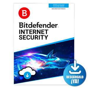 Antivirus Bitdefender Internet Security Descargable / Licencia 1 año / 10 usuarios / PC / Laptop