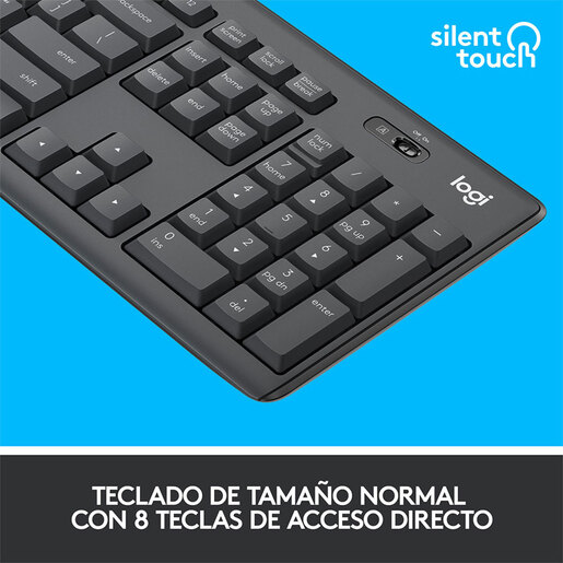 Teclado y Mouse Inalámbrico Logitech MK295 / USB / Windows / Chrome OS / Estándar / Inglés / Negro